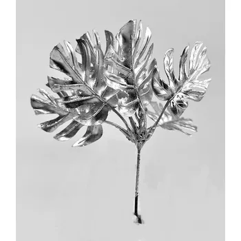 umělá květina Květinový svazek, MONSTERA, stříbrné listy, 24 cm, 1 kus