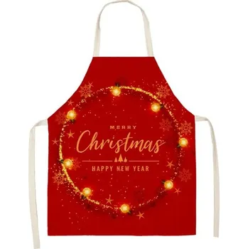 Kuchyňská zástěra Vánoční zástěra s kapsami | kuchyňská zástěra - 2WQ-46377-130,Rozměr pro dospělé 68 x 55 cm