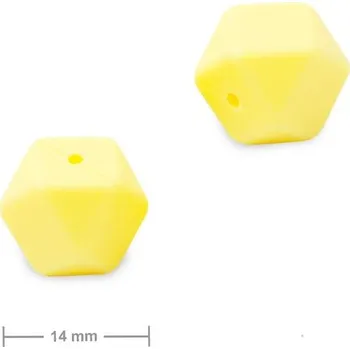 Dětské navlékací korálky Silikonové korálky hexagon 14 mm Icecream Yellow