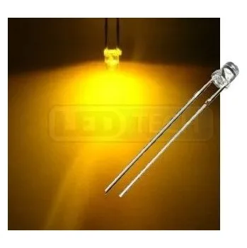 Polovodič LED dioda 3mm žlutá ploché čelo 100°