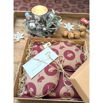 Termofor Ovopecka nahřívací polštářek s třešňovými peckami Vánoční edice šedá 20x20 cm v dárkové sadě