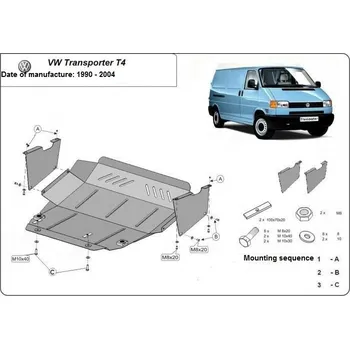 Kryt motoru Kryt pod motor VOLKSWAGEN TRANSPORTER T4 Valník (70XD) - Plech - 8595698041005