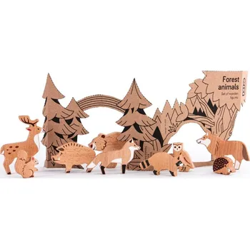Bajo Dřevěná zvířátka z lesa 10 ks Dřevěná hračka Bajo Dřevěná zvířátka z lesa 10 ks