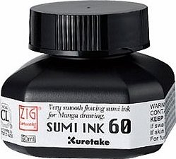 Černý inkoust Sumi Ink 60 Kuretake (60 ml)