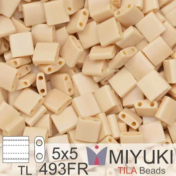 Korálek Korálky MIYUKI tvar TILA BEADS velikost 5x5mm. Barva TL 493FR Matte Opaque Pear AB. Balení 5g.