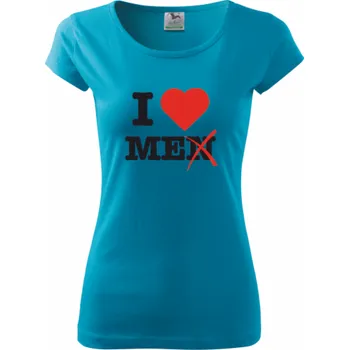 Dámské tričko ON-DESIGN Dámské tričko I LOVE ME Velikost: XL, Barva: tyrkysová