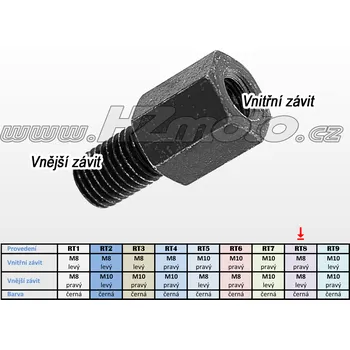 Zrcátko pro motocykl Závitová redukce, vnější M8 levý - vnitřní M8 pravý