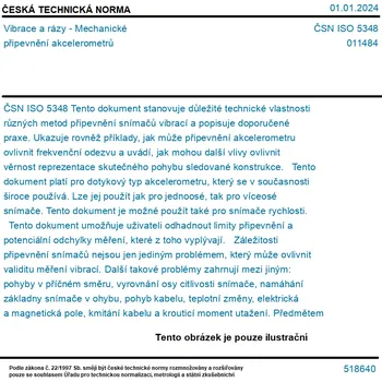 ČSN ISO 5348 - Vibrace a rázy - Mechanické připevnění akcelerometrů - Tisk