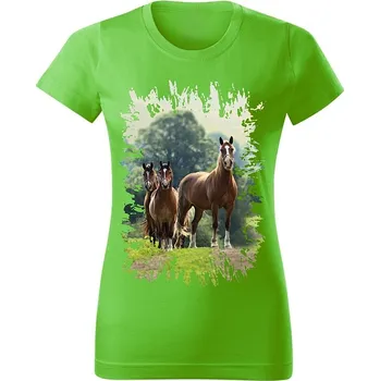 Dámské tričko Moon River Dámské tričko s koněm č.03 Zelené S (koňské koně kůň hlava)