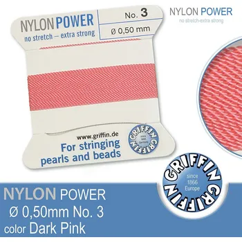 Nit NYLON Power velmi pevná nit GRIFFIN síla nitě 0,50mm Barva Dark Pink
