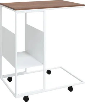 Konferenční stolek Odkládací stolek s kolečky 343110 55 x 36 x 63,5 cm bílý/hnědý