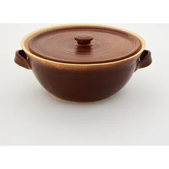 Forma na pečení DB mísa na chleba s poklicí - kameninová forma s poklicí na pečení (ruční výroba)