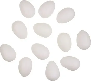 Velikonoční dekorace Plastové vajíčko k dozdobení v sáčku 6 cm 12 ks bílé