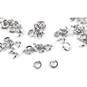 Materiál na výrobu šperku Kroužek spojovací otevřený Ø4 mm z nerezové oceli, barva platina