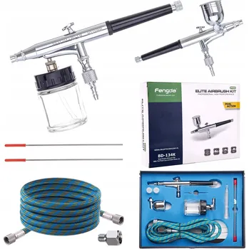 Stříkací pistole Airbrush pistole FENGDA BD-134K; 0,2 + 0,3 + 0,5 mm jehla a tryska + hadice