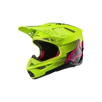 Helma na motorku Mx Helma Alpinestars Supertech M10 Unite Helmet Yellow Fluo / Black / Diva Pink Glossy, Velikost XL (61-62cm)