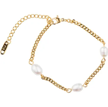 Náramek franco bene Pozlacený náramek se 3 perlami | 977