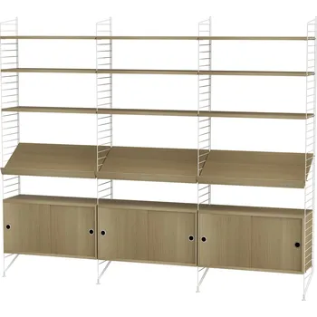 Knihovna STRING Policová sestava STRING Living Room G, knihovna s úložným prostorem, bílá / dub