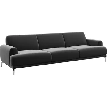 Pohovka Tmavě šedá třímístná sametová pohovka MESONICA Puzo 240 cm