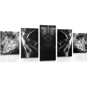 Obraz Dovido 5-dílný obraz víra v Ježíše v černobílém provedení