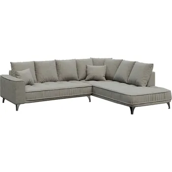 Pohovka Světle šedá látková rohová pohovka DEVICHY Chloe 288 cm, levá