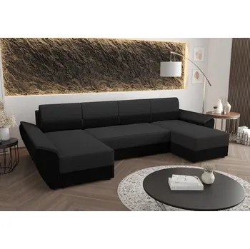 Sedací souprava Velká sedací souprava do U OPHELIA - tmavě šedá / černá