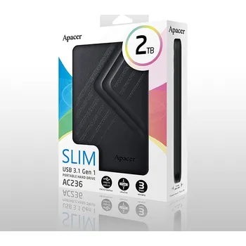Externí pevný disk 2TB Apacer AC236, Externí HDD 2.5" USB 3.0, černý