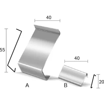 okap Spojka k balkonové liště OKAP (část A – délka 40 | výška H 55 mm | část B – délka 40 | výška H 20 mm)