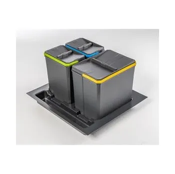 Odpadkový koš GTV Koše na třídění AxiSpace, šířka zásuvky 600 mm, hloubka 450//500 mm, 1X15L, 2X7L