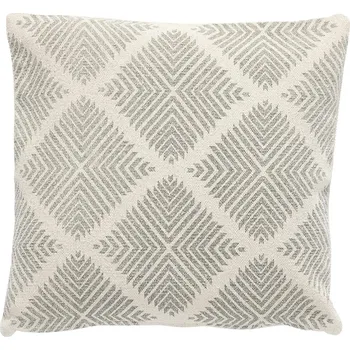 Polštář Hübsch Bílý polštář se zeleným potiskem 50x50