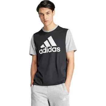 Pánské tričko tričko adidas Performance Big Logo Single Jersey Essentials - Black/Medium Grey Heather XL