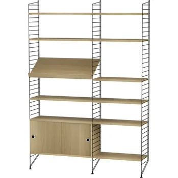 Knihovna STRING Policová sestava STRING Living room H, knihovna s úložným prostorem, černá / dub