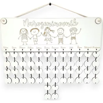 Party dekorace VypálímTi.cz Kreativní rodinný kalendář - Narozeninovník 45cm