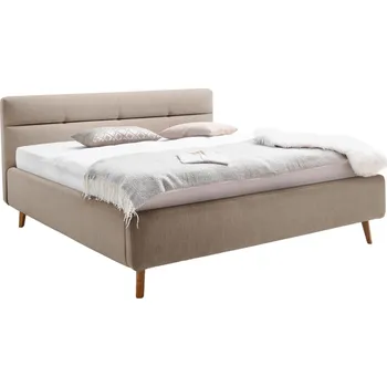 Postel Béžová látková dvoulůžková postel Meise Möbel Lotte 160 x 200 cm s úložným prostorem