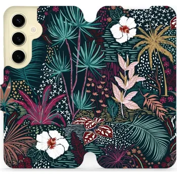 Pouzdro na mobilní telefon Flipové pouzdro Mobiwear - Samsung Galaxy S24 - VP13S Temná flóra (Knížkové flip pouzdro, obal, kryt na mobil Samsung Galaxy S24 - VP13S Temná flóra, materiál Umělá kůže + TPU - ochrana 360°, stojánek, silikonová vanička, magnetické zavírání)