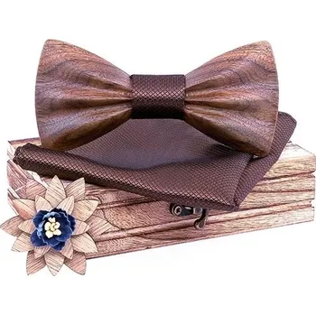 Motýlek SET Dřevěný motýlek 3D Hnědý Hnědá