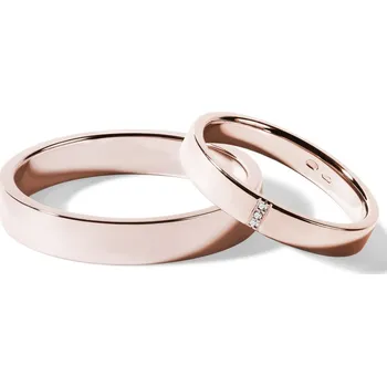 Prsten Klasická snubní sada se 3 diamanty v růžovém zlatě KLENOTA