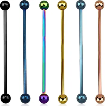 Piercing Piercingate Industrial piercing - kuličky PIN00059 - Barva/Motiv: Černá, Délka tyčky: 34 mm, Kuličky: 4 mm, Průměr tyčky: 1,2 mm