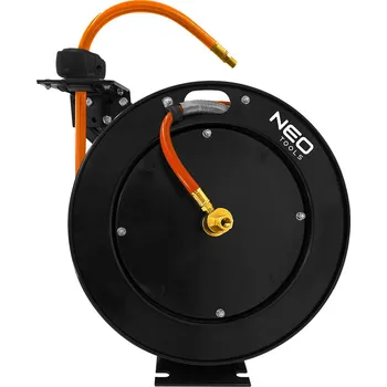 NEO TOOLS Pneumatický naviják, kovový, otevřený, 9,5 mm x 15 m