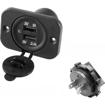 Konektor Onpira Vestavná dvojitá zásuvka USB do panelu 12/24V