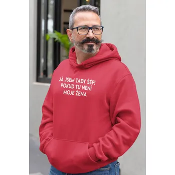 Pánská mikina Pánská mikina JÁ JSEM TADY ŠÉF! Barva: Červená, Velikost: 4XL