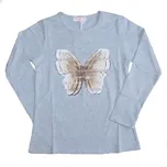 Dívčí tričko dl.r. Kugo KC2362, šedé (dívčí tričko s motýlem v junior velikostech)