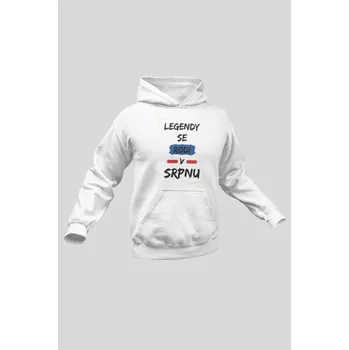 Pánská mikina Pánská mikina Legendy se rodí v srpnu Barva: Bíla, Velikost: 4XL