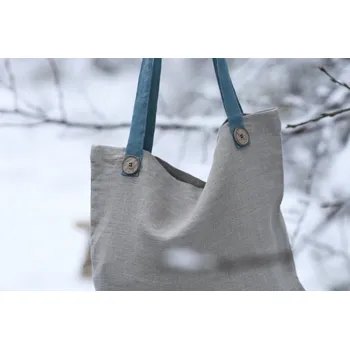 Nelly lněná taška přírodní/petrol 40x40cm