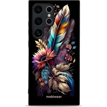 Pouzdro na mobilní telefon Lesklý kryt Mobiwear Glossy - Samsung Galaxy S24 Ultra - G011G Kytice s pírkem (Prémiové lesklé pouzdro, obal, kryt Mobiwear Glossy na mobil Samsung Galaxy S24 Ultra - G011G Kytice s pírkem, materiál Plast + TPU silikon - krytí po všech stranách,)