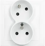 Solight dvojzásuvka Slim, pootočená horní zásuvka, bílá 5B172