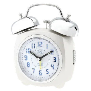 Budík Analogový budík svítící JVD bílý | Tichý chod | Přehledný ciferník | Ověřeno 1000+ zákazníky | Budík do ložnice | Klasický budík | ROMERO quartzový strojek, tichý chod, plynulý chod