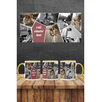 Hrnek s vlastními fotkami a textem Barva: Žlutá