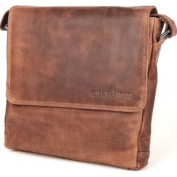 Středně velká pánská kožená crossbody taška GreenWood no. 112 světlehnědá