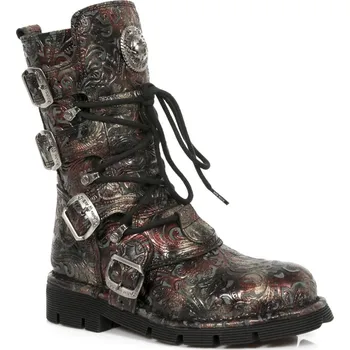 Pánská zimní obuv boty kožené unisex - VINTAGE FLOWER ROJO - NEW ROCK - M.1473-S42 - 40